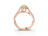 Rose gold Fancy Yellow Marquise  Halo Round Diamond Pave Band with Prong Setting 3