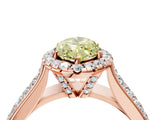 Rose gold Fancy Yellow Marquise  Halo Round Diamond Pave Band with Prong Setting 4