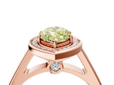 Rose gold Fancy Yellow Marquise  Halo Solitaire Diamond Ring with Pave Band and Bezel Setting_32