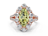 Rose gold Fancy Yellow Marquise  Halo Split Shank Diamond Engagement Ring with Pave Band and Four-Prong Setting