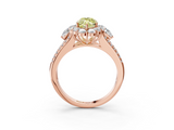 Rose gold Fancy Yellow Marquise  Halo Split Shank Diamond Engagement Ring with Prong Setting_3