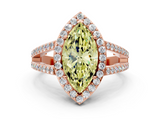 Rose gold Fancy Yellow Marquise  Halo Split Shank Diamond Ring with Four-Prong Setting