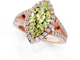 Rose gold Fancy Yellow Marquise  Halo Split Shank Diamond Ring with Prong Setting_1