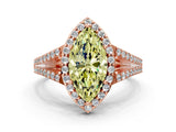 Rose gold Fancy Yellow Marquise  Halo Split Shank Pave Diamond Ring with Four-Prong Setting_29