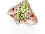 Rose gold Fancy Yellow Marquise  Halo Split Shank Pave Diamond Ring with Four-Prong Setting_30