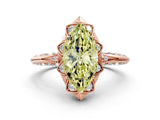 Rose gold Fancy Yellow Marquise  Halo Split Shank Pave Diamond Ring with Petal Prong Setting_20