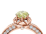Rose gold Fancy Yellow Marquise  Halo Split Shank Pave Diamond Ring with Petal Prong Setting_24
