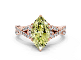 Rose gold Fancy Yellow Marquise  Halo Twist Band Solitaire Prong Setting Ring
