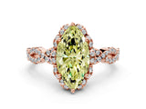 Rose gold Fancy Yellow Marquise  Halo Twist Band Solitaire Ring with Six-Prong Setting_32