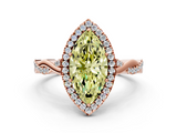 Rose gold Fancy Yellow Marquise  Halo Twist Band Solitaire Ring