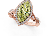 Rose gold Fancy Yellow Marquise  Halo Twist Band Solitaire Ring_1