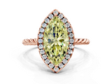 Rose gold Fancy Yellow Marquise  Halo Twisted Band Four-Prong Diamond Ring
