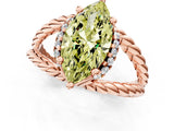 Rose gold Fancy Yellow Marquise  Halo Twisted Band Four-Prong Ring_28