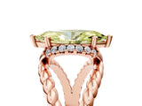 Rose gold Fancy Yellow Marquise  Halo Twisted Band Four-Prong Ring_32