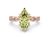 Rose gold Fancy Yellow Marquise  Milgrain Bezel Diamond Engagement Ring with Solitaire Prong Setting_29