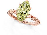 Rose gold Fancy Yellow Marquise  Solitaire Beaded Band Prong Setting Ring 1