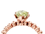 Rose gold Fancy Yellow Marquise  Solitaire Beaded Band Prong Setting Ring 4