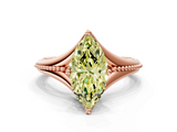 Rose gold Fancy Yellow Marquise  Solitaire Beaded Band Six-Prong Setting