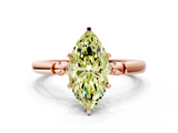Rose gold Fancy Yellow Marquise  Solitaire Beaded Band with Four-Prong Setting