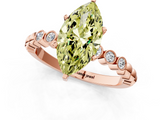 Rose gold Fancy Yellow Marquise  Solitaire Bezel Accent Diamond Engagement Ring with Beaded Band and Four-Prong Setting_1