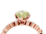Rose gold Fancy Yellow Marquise  Solitaire Bezel Accent Diamond Engagement Ring with Beaded Band and Four-Prong Setting_4