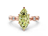 Rose gold Fancy Yellow Marquise  Solitaire Bezel-Set Diamond Ring with Beaded Band and Four-Prong Setting_29