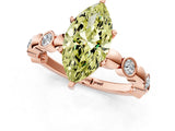 Rose gold Fancy Yellow Marquise  Solitaire Bezel-Set Diamond Ring with Beaded Band and Four-Prong Setting_30