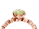Rose gold Fancy Yellow Marquise  Solitaire Bezel-Set Diamond Ring with Beaded Band and Four-Prong Setting_33