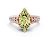 Rose gold Fancy Yellow Marquise  Solitaire Bezel-Set Diamond Ring with Channel-Set Band