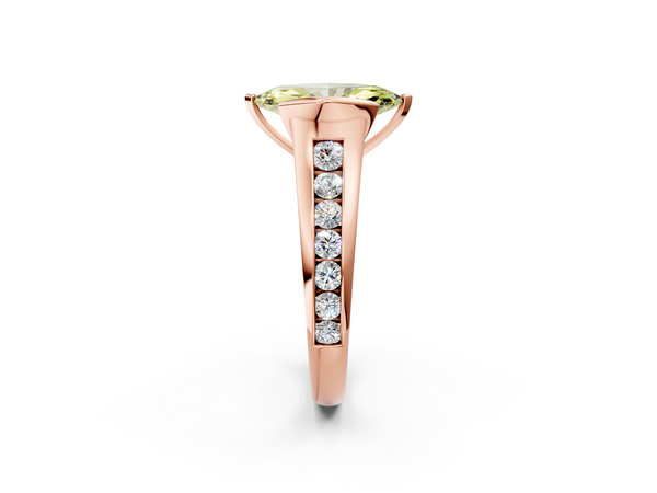 Rose gold Fancy Yellow Marquise  Solitaire Bezel-Set Diamond Ring with Channel-Set Band