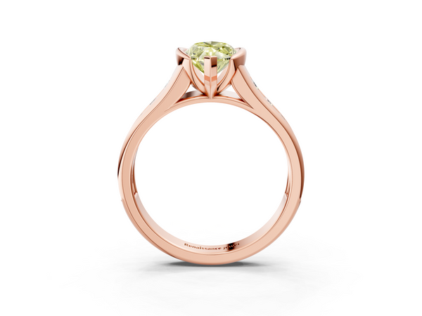 Rose gold Fancy Yellow Marquise  Solitaire Bezel-Set Diamond Ring with Channel-Set Band