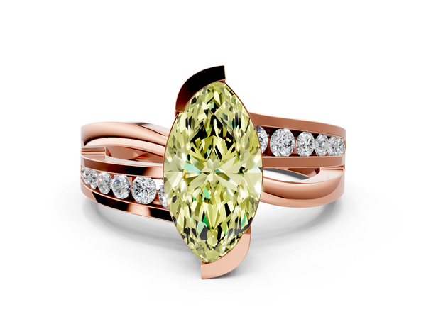 Rose gold Fancy Yellow Marquise  Solitaire Channel-Set Split Shank Ring with Tension Prong Setting