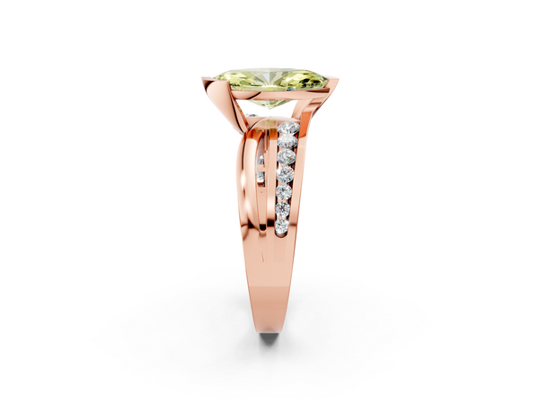 Rose gold Fancy Yellow Marquise  Solitaire Channel-Set Split Shank Ring with Tension Prong Setting