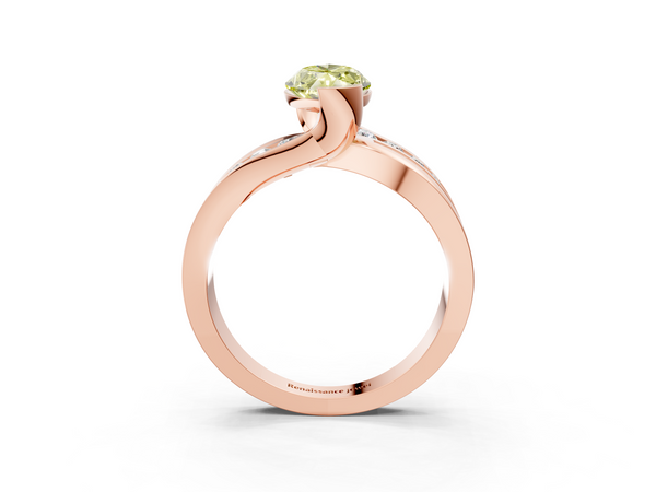 Rose gold Fancy Yellow Marquise  Solitaire Channel-Set Split Shank Ring with Tension Prong Setting
