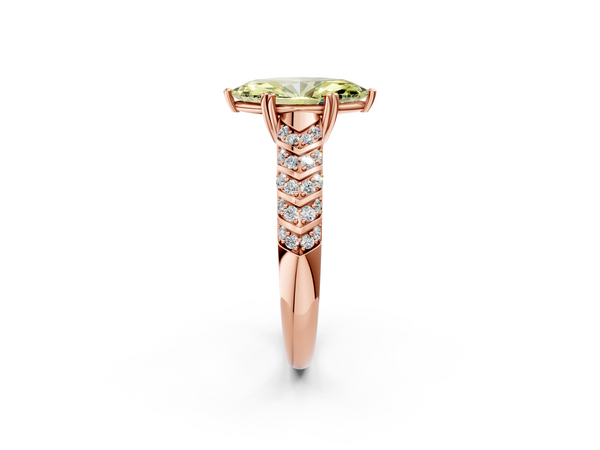 Rose Gold Marquise Chevron Pave Solitaire Engagement Ring Setting for Fancy Yellow Center