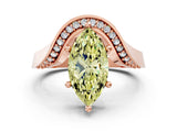 Rose gold Fancy Yellow Marquise  Solitaire Diamond Engagement Ring with Pave Band and Four-Prong Setting 1