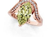 Rose gold Fancy Yellow Marquise  Solitaire Diamond Engagement Ring with Pave Band and Four-Prong Setting 2