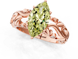 Rose gold Fancy Yellow Marquise  Solitaire Diamond Leaf Vine Band with Prong Setting_1