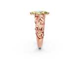 Rose gold Fancy Yellow Marquise  Solitaire Diamond Leaf Vine Band with Prong Setting_2
