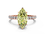 Rose gold Fancy Yellow Marquise  Solitaire Diamond Pavé Band with Four-Prong Setting
