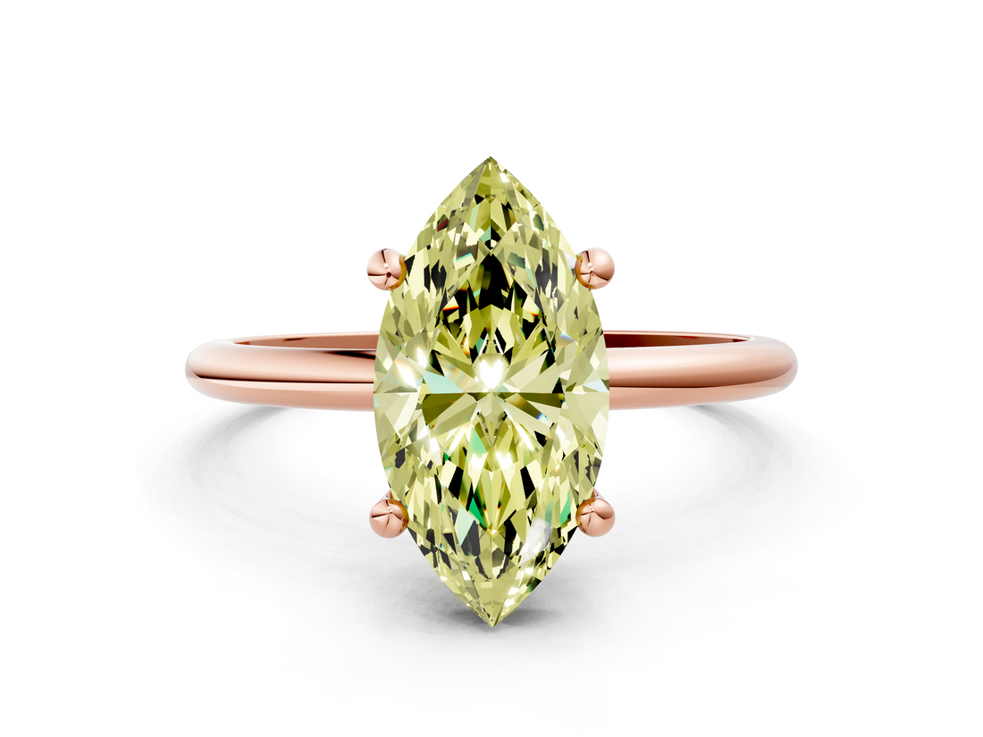 Rose gold Fancy Yellow Marquise  Solitaire Diamond Ring with 4-Prong Setting on a Classic Band_3