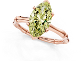 Rose gold Fancy Yellow Marquise  Solitaire Diamond Ring with Bamboo Band and Four-Prong Setting_1