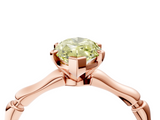 Rose gold Fancy Yellow Marquise  Solitaire Diamond Ring with Bamboo Band and Four-Prong Setting_4