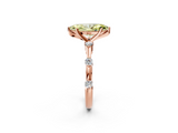 Rose gold Fancy Yellow Marquise  Solitaire Diamond Ring with Bezel Set Side Stones and Prong Setting_2