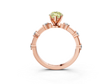 Rose gold Fancy Yellow Marquise  Solitaire Diamond Ring with Bezel Set Side Stones and Prong Setting_3
