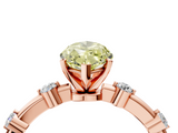 Rose gold Fancy Yellow Marquise  Solitaire Diamond Ring with Bezel Set Side Stones and Prong Setting_4