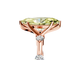 Rose gold Fancy Yellow Marquise  Solitaire Diamond Ring with Bezel Set Side Stones and Prong Setting_5