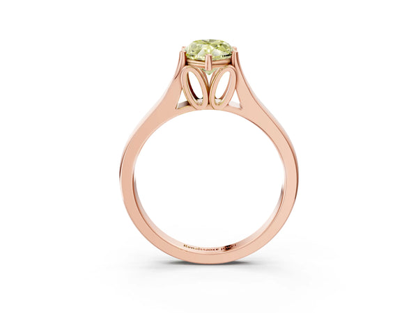 Rose gold Fancy Yellow Marquise  Solitaire Diamond Ring with Cathedral Band and Four-Prong Setting