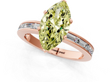 Rose gold Fancy Yellow Marquise  Solitaire Diamond Ring with Channel-Set Baguette Band and Four-Prong Setting_1