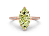 Rose gold Fancy Yellow Marquise  Solitaire Diamond Ring with Channel Set Band and Bezel Prong Setting_56